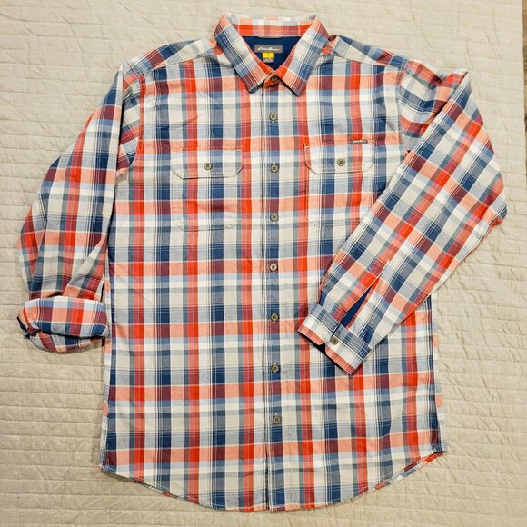 Eddie Bauer Plaid Flannel Tall, Large, Blue, Red - Picture 1 of 8